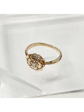 Chanel Camellia Diamond Ring Pink Gold